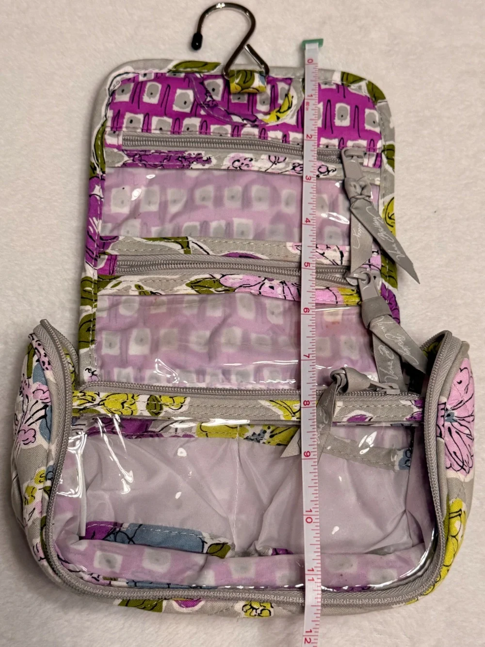 Vera Bradley Floral Hanging Cosmetic Bag in Purple and Gray